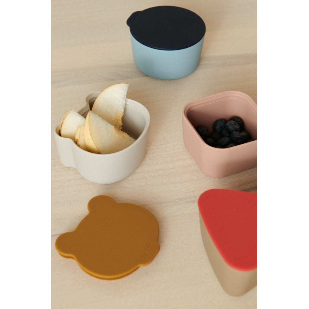 Snackboxen mit Deckel 4er Set, verschiedene Farben